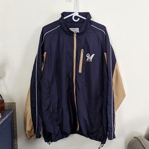 MILWAUKEE BREWERS Men’s Zip-Up Windbreaker, NWOT, Sz…